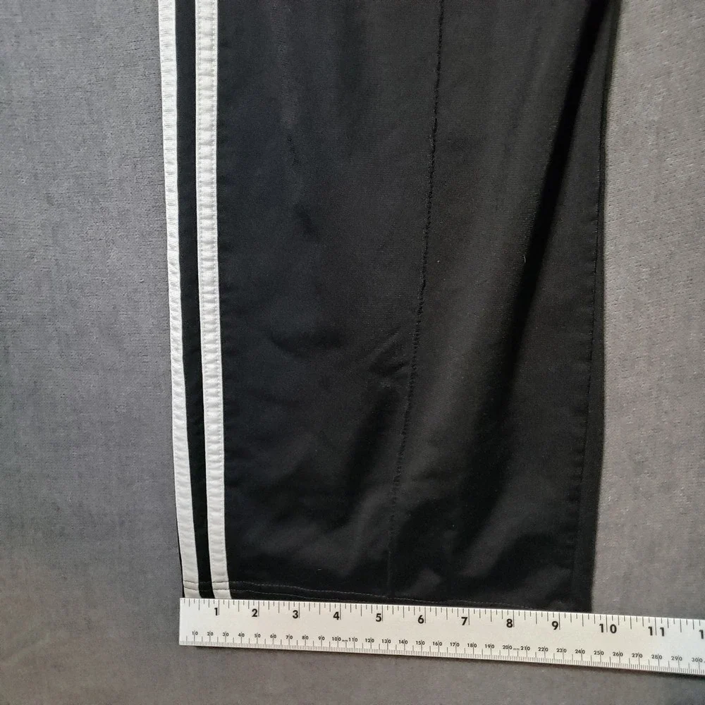 Adidas Track Pants Mens XL Black White 3-Stripe Straight Leg Drawstring Athletic